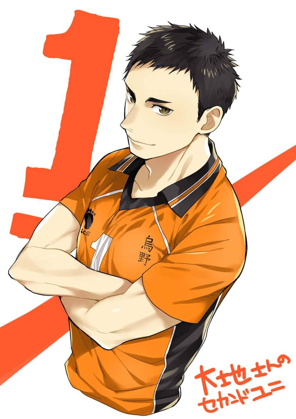 Daichi Sawamura, orange volleyball jersey, confident smirk, HD Phone Wallpaper