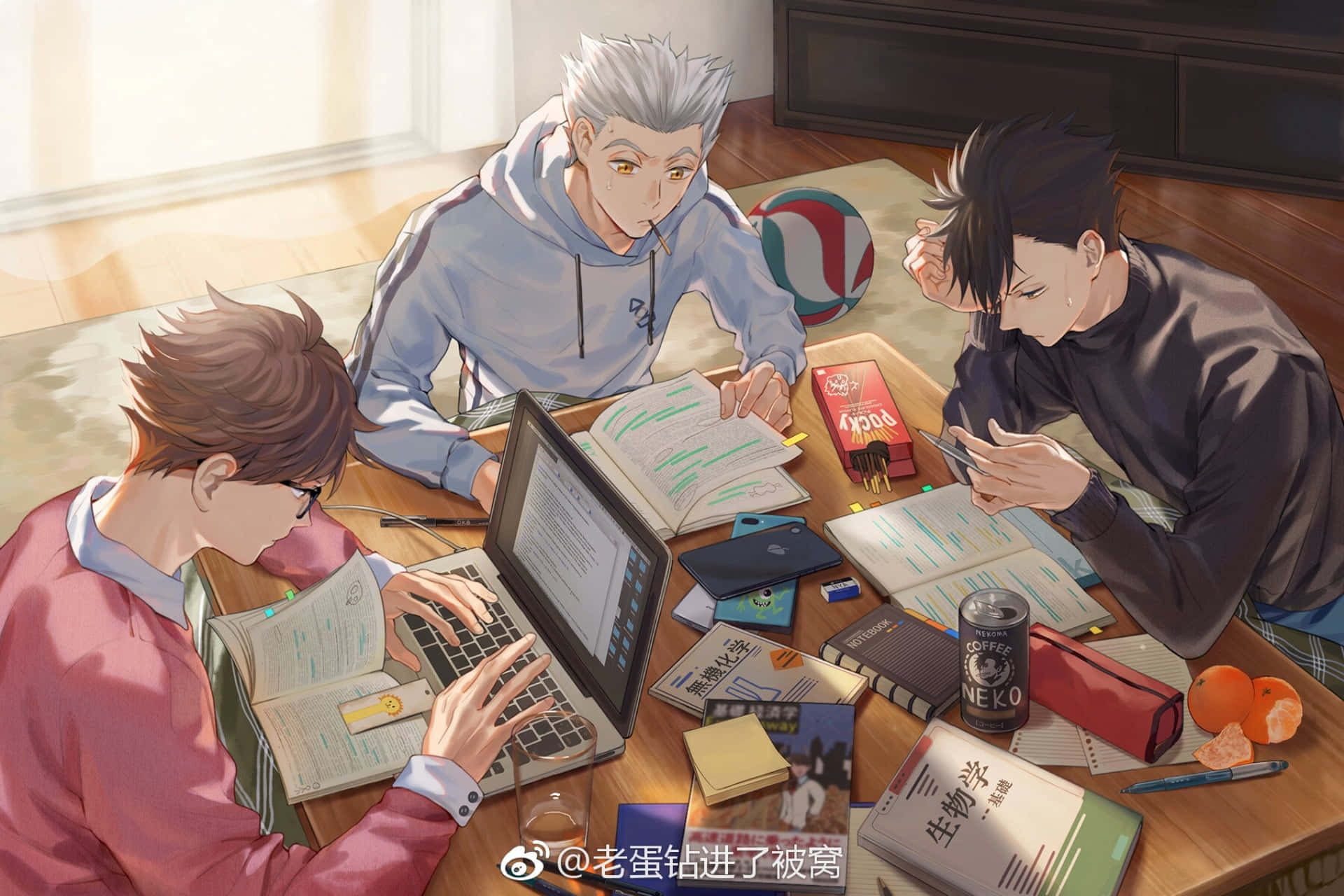 Daichi Sawamura, anime boys, cluttered wooden table, Full HD Desktop Wallpaper