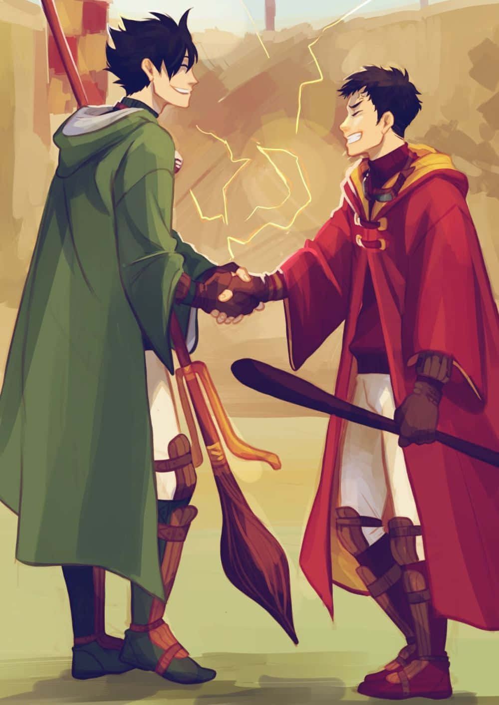 Daichi Sawamura, green and red cloaks, glowing lightning, HD Phone Wallpaper