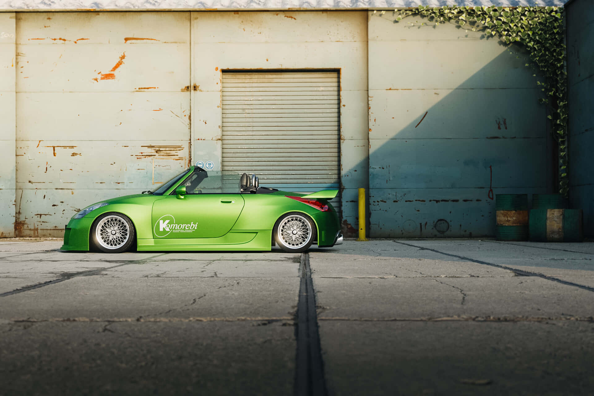 Daihatsu Copen, lime green, convertible, Full HD Desktop Wallpaper