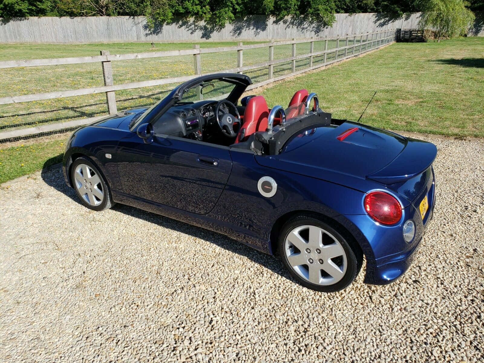 Daihatsu Copen, glossy blue, red seats, HD Desktop Wallpaper