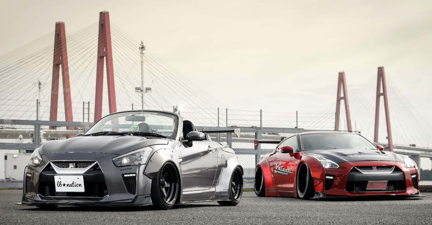 Daihatsu Copen, silver convertible, red coupe, HD Desktop Wallpaper