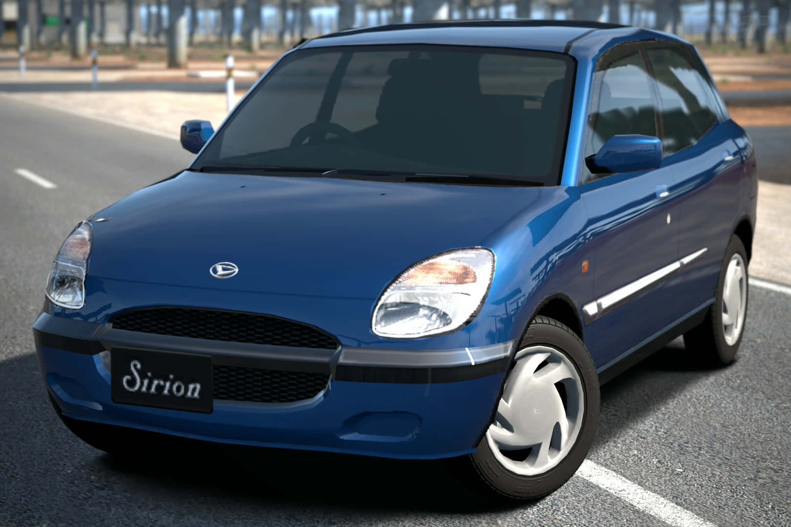 Daihatsu Sirion, glossy blue, asphalt road, HD Desktop Wallpaper