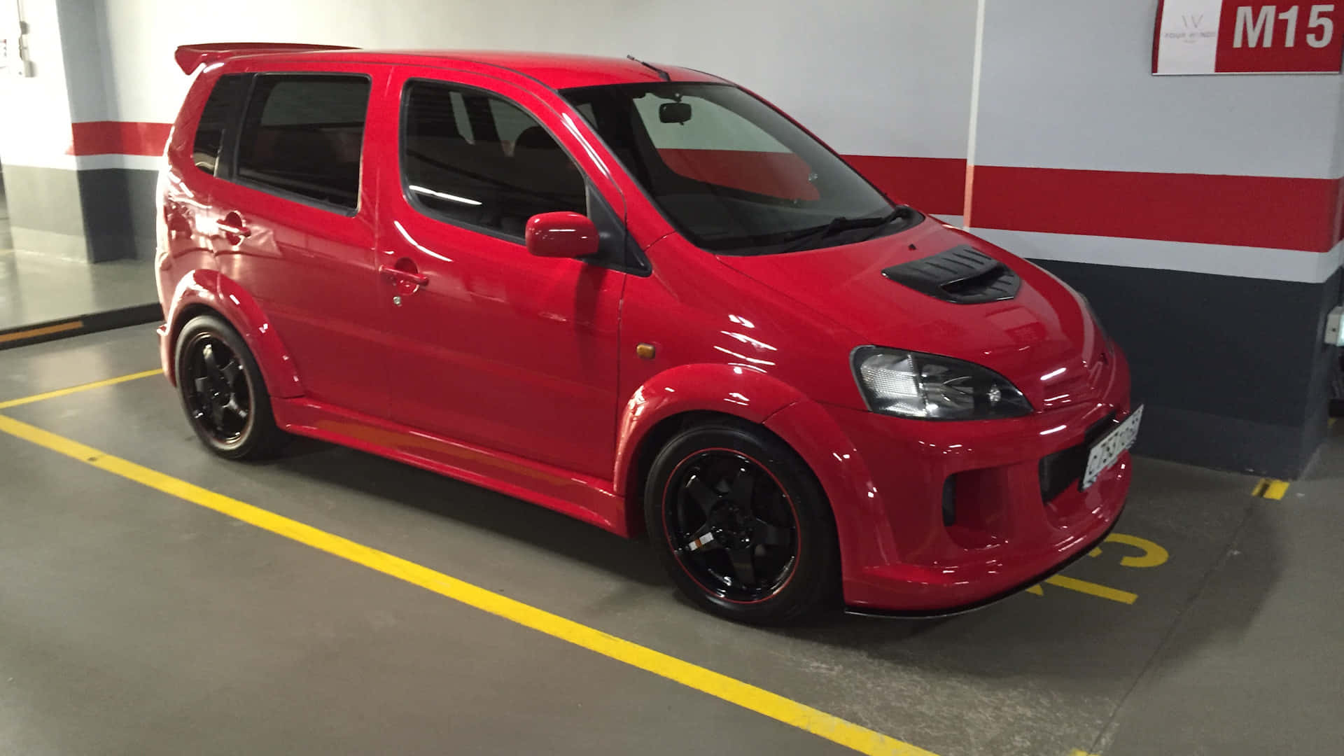 Daihatsu Yrv, glossy red, modified hatchback, Full HD Desktop Wallpaper