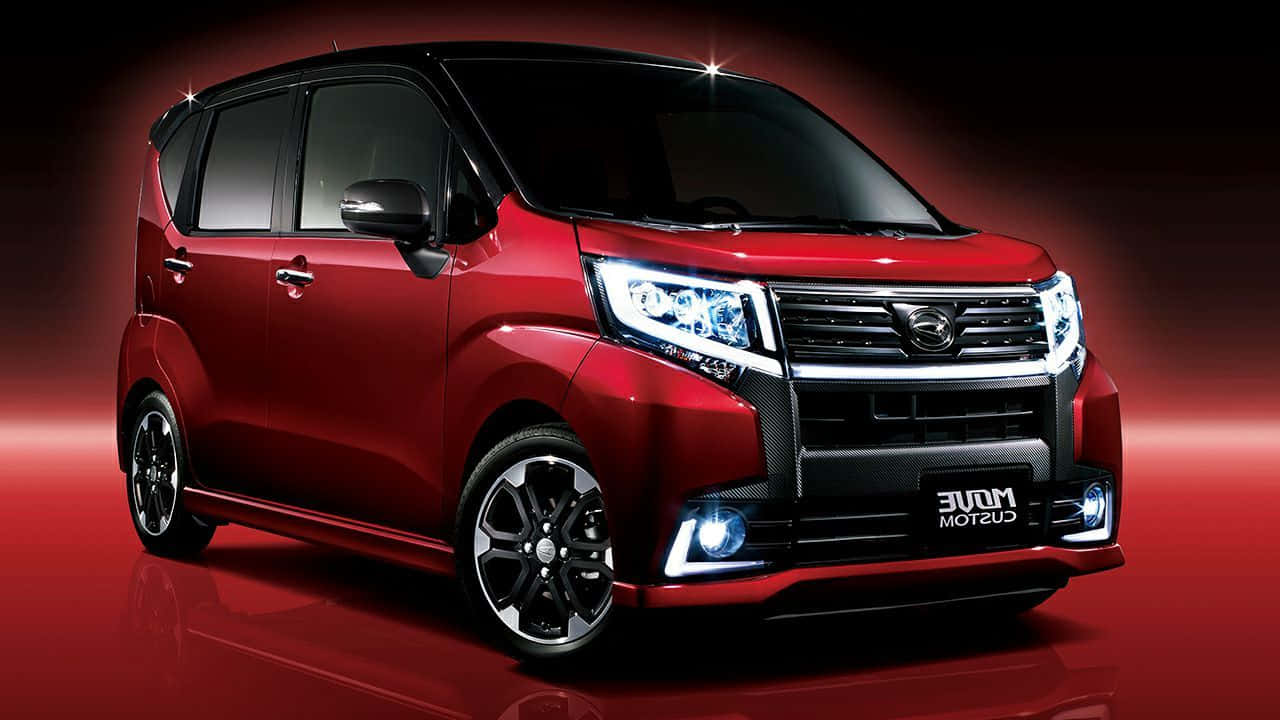 Daihatsu, glossy red custom minivan, black accents, HD Desktop Wallpaper