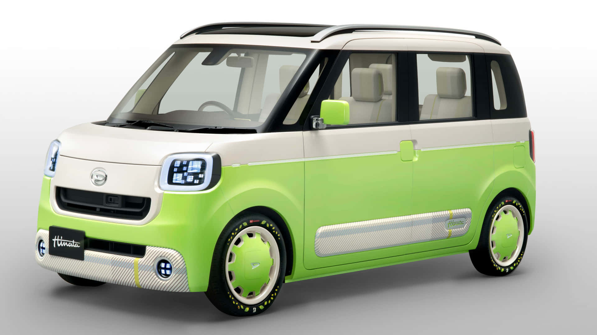 Daihatsu, lime green, white, Full HD Desktop Wallpaper