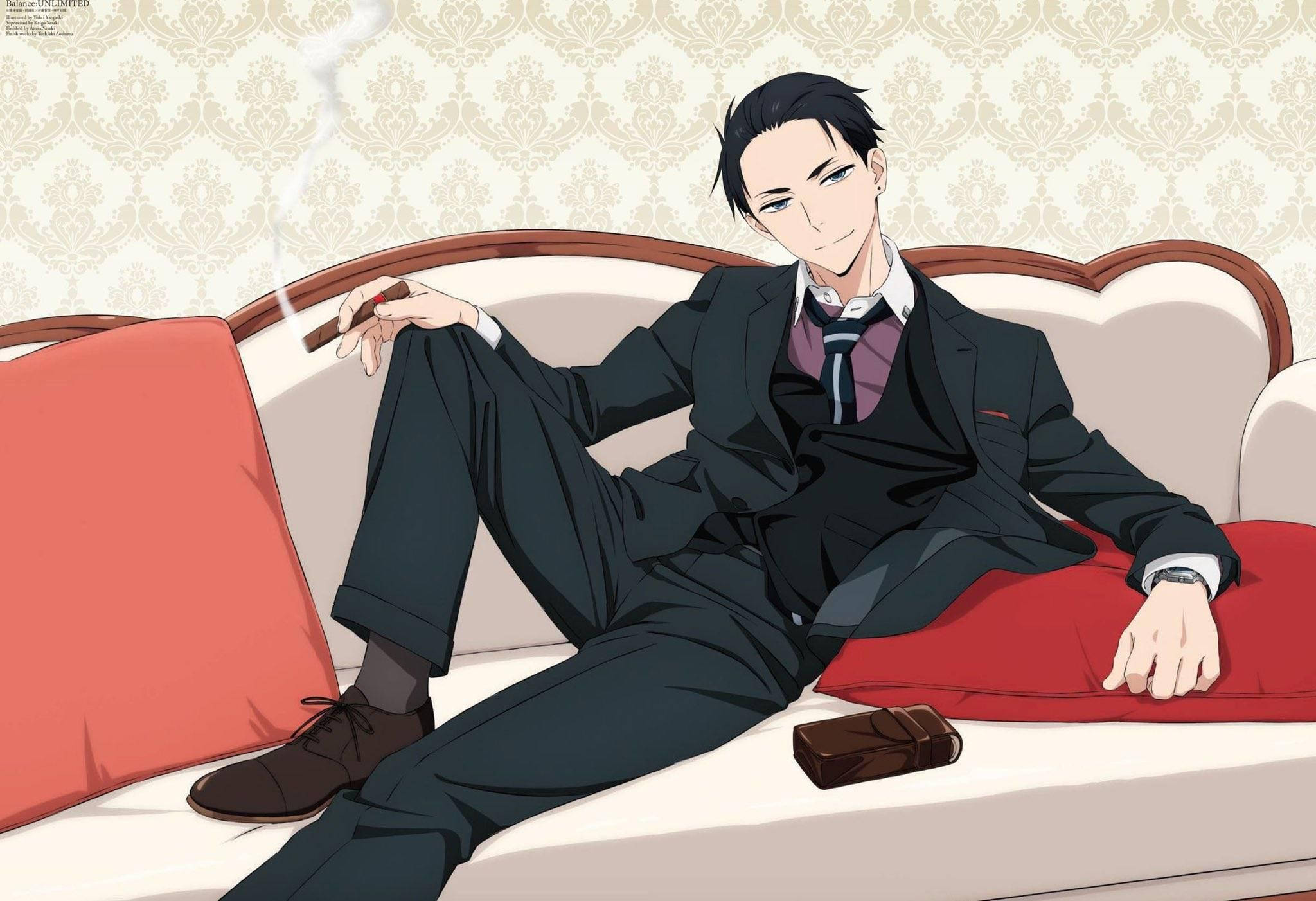 Daisuke Kambe, cream sofa, red pillows, Full HD Desktop Wallpaper