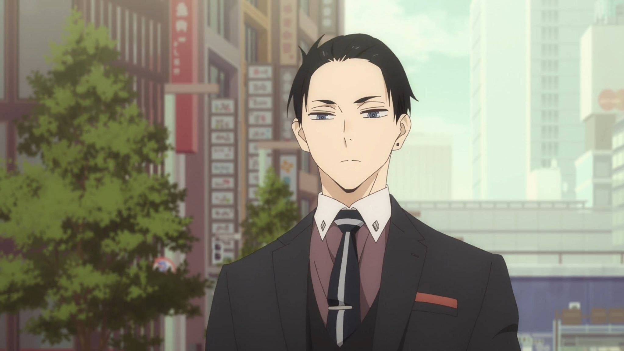 Daisuke Kambe, suit, blurred city backdrop, Full HD Desktop Wallpaper