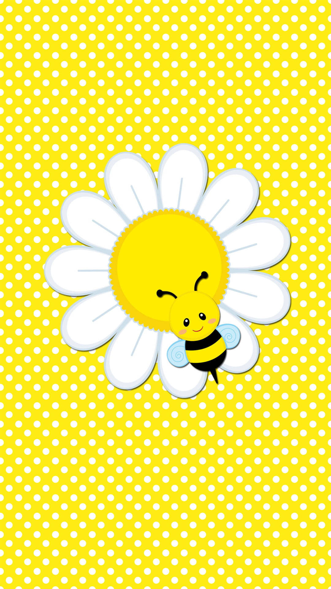 Bee And Daisy Aesthetic, blue wings, white daisy, Full HD Phone Wallpaper