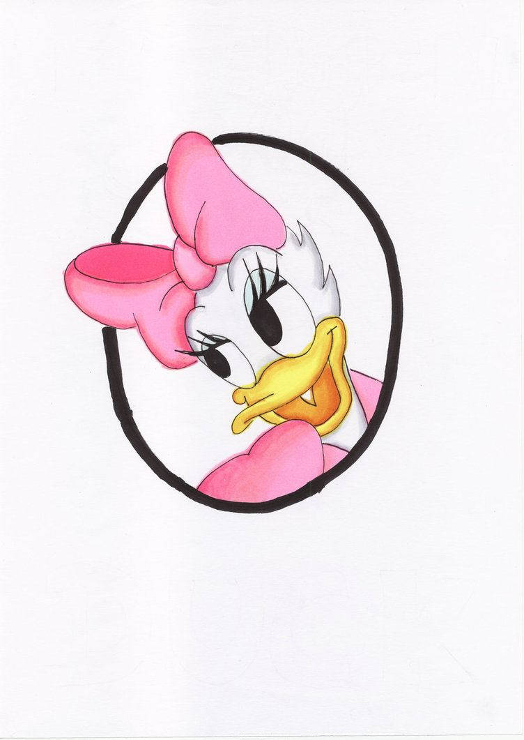 Daisy Duck, pink bow, black circular frame, SD Phone Wallpaper