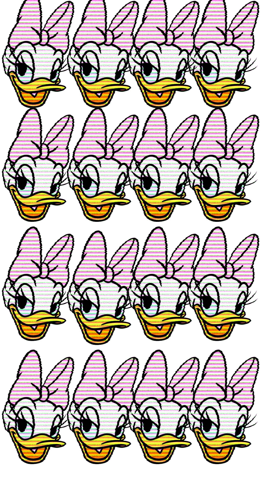 Daisy Duck, pink bows, striped background, Full HD Phone Wallpaper