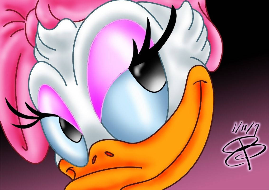 Daisy Duck, pink hair, large blue eyes, SD Desktop Wallpaper