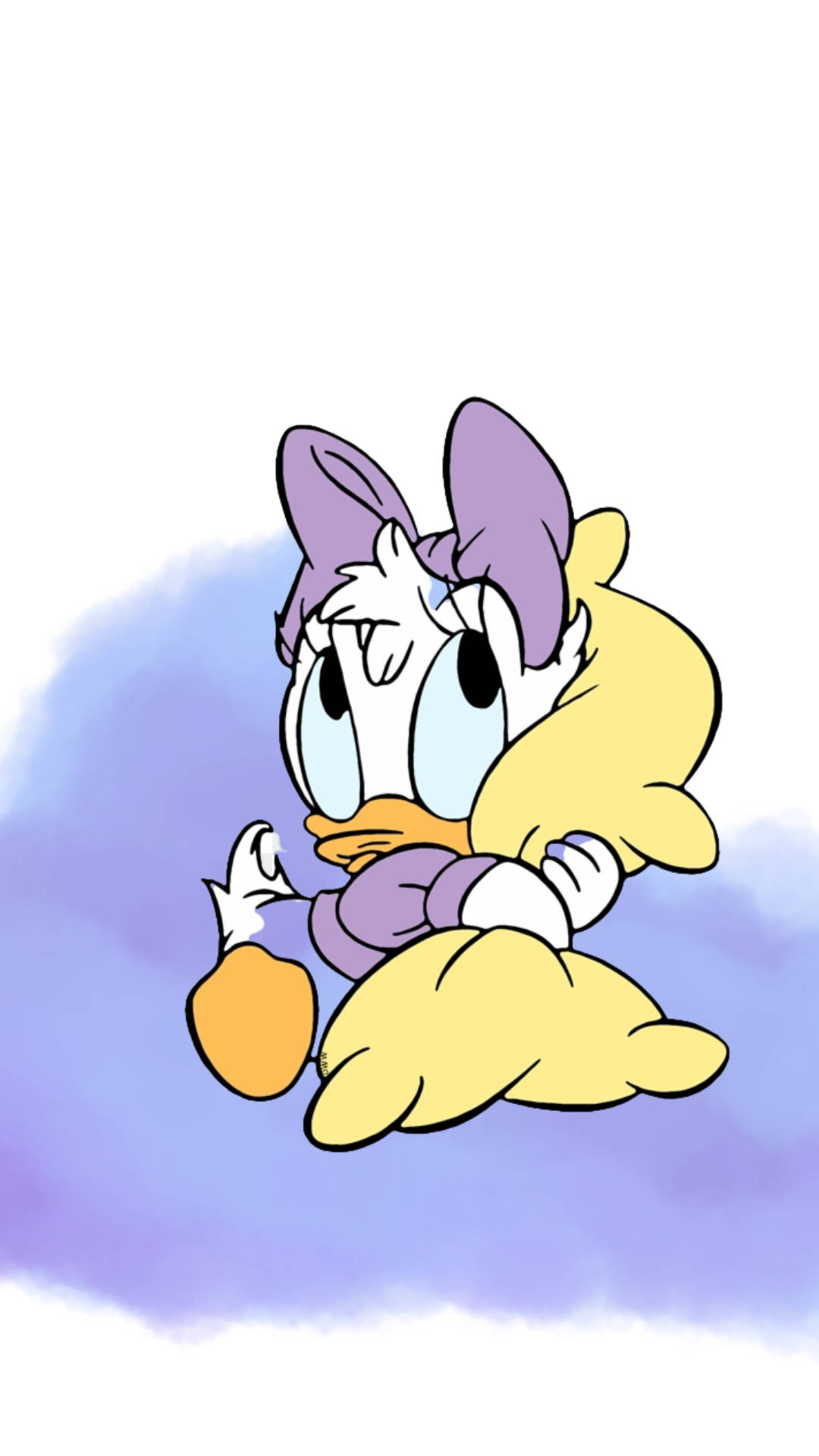 Daisy Duck, purple cloud, soft purple watercolor background, Full HD Phone Wallpaper