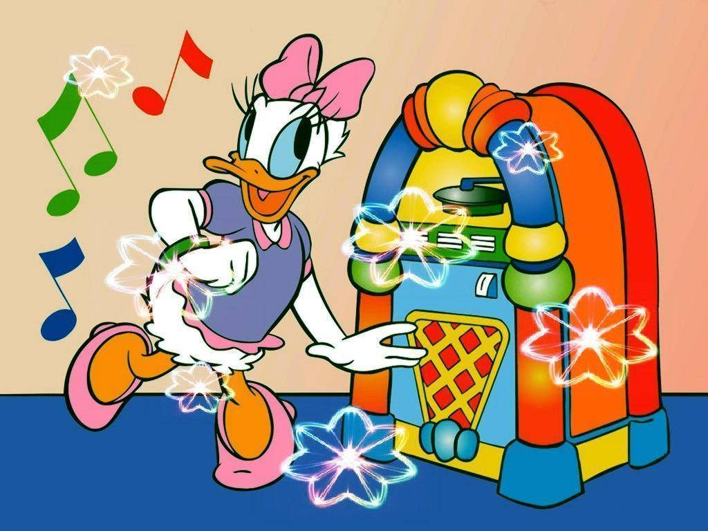 Daisy Duck, jukebox, musical notes, SD Desktop Wallpaper