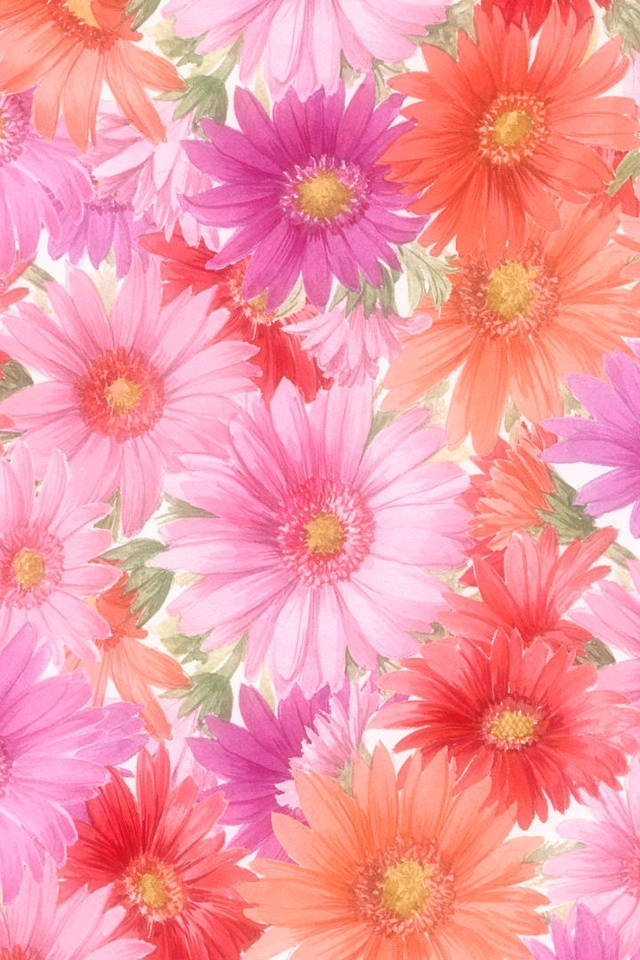 gerbera daisies, pink coral, magenta, SD Phone Wallpaper