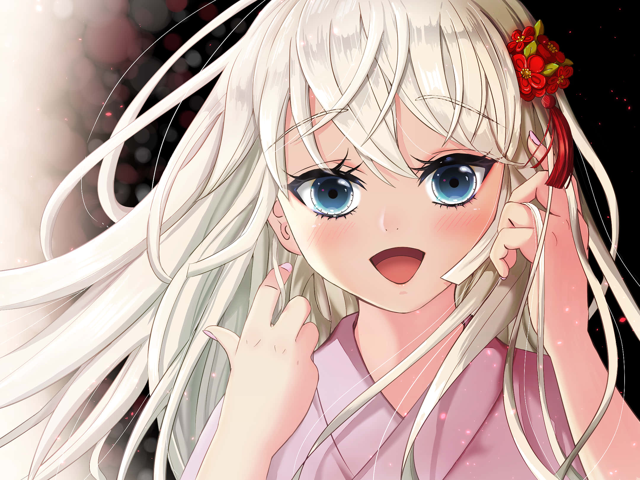 Daki, Demon Slayer, long white hair, Full HD Desktop Wallpaper