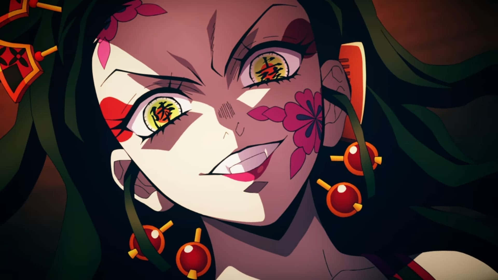 Daki, Demon Slayer, glowing eyes, Full HD Desktop Wallpaper
