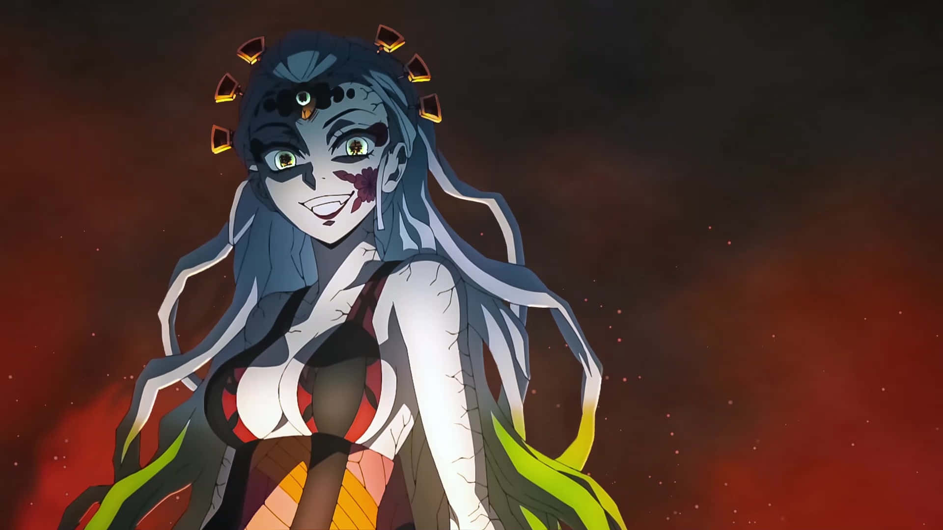 Daki, Demon Slayer, glowing eyes, Full HD Desktop Wallpaper