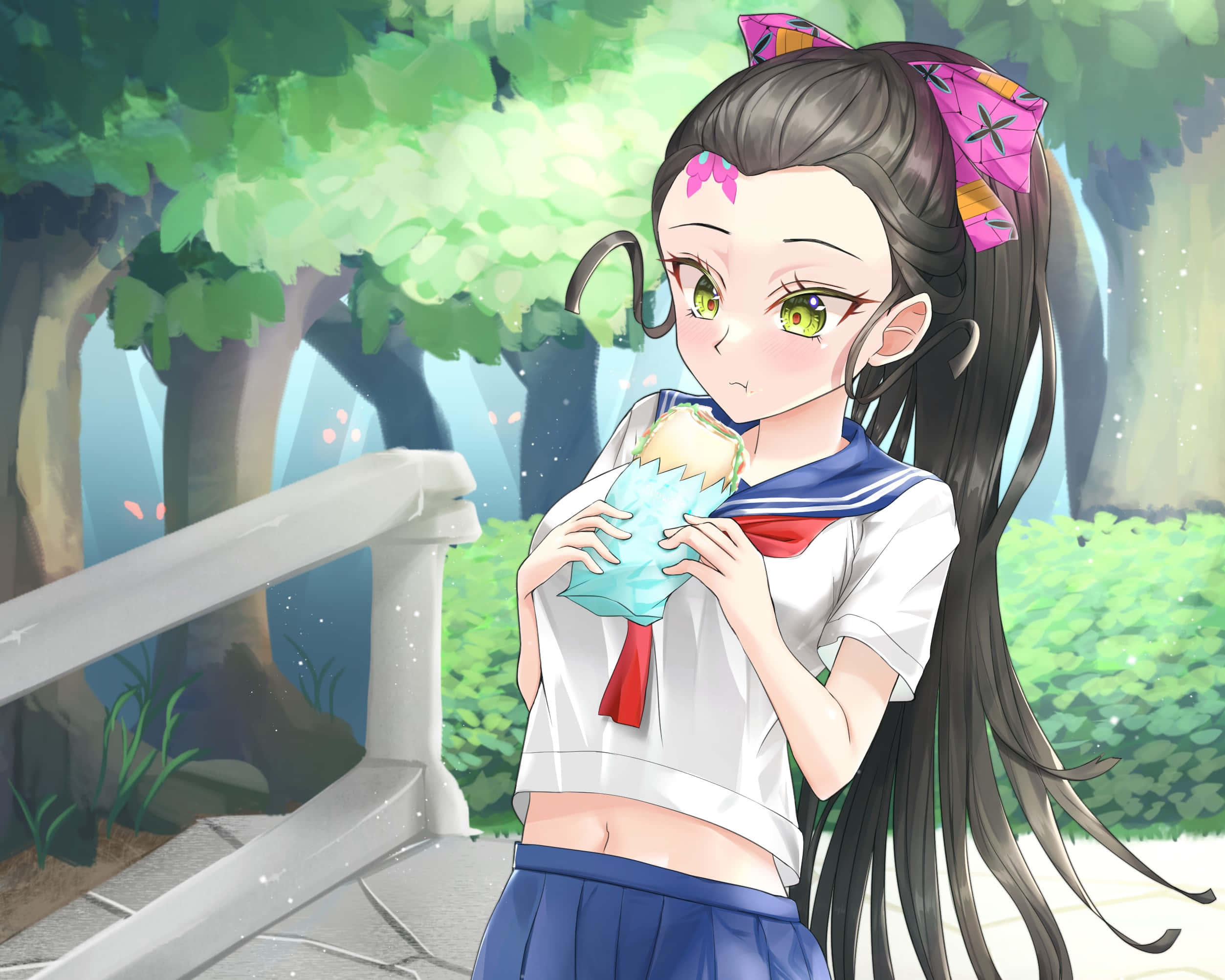 Daki, Demon Slayer, school uniform, Full HD Desktop Wallpaper