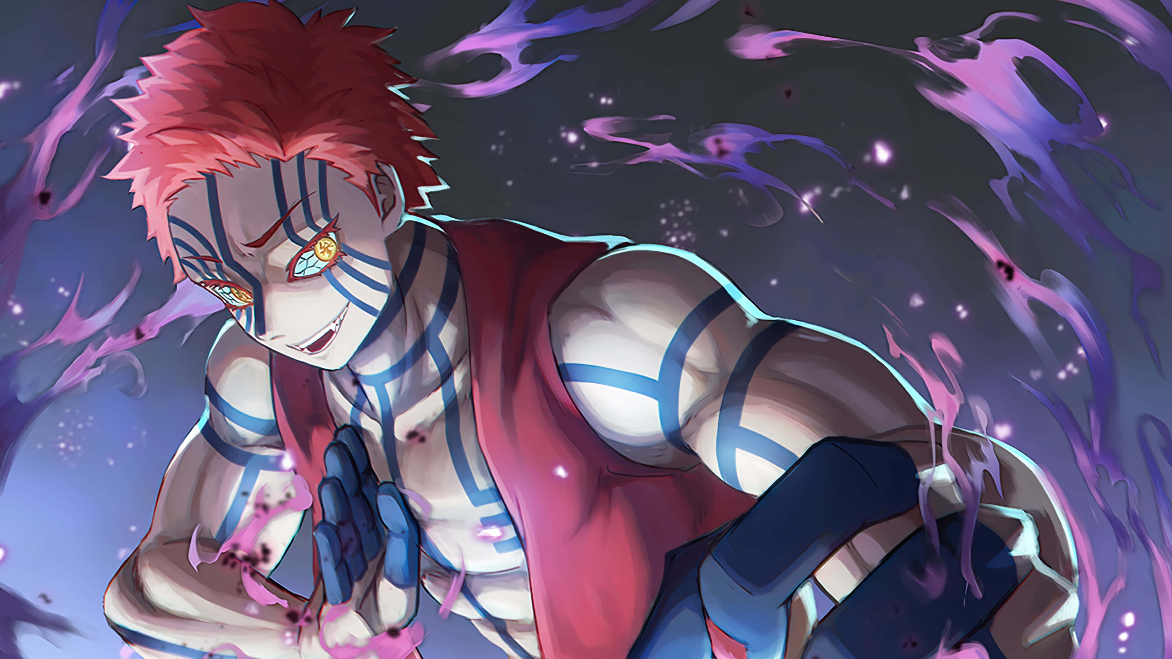 Daki, Demon Slayer uniform, red hair, 4K Desktop Wallpaper