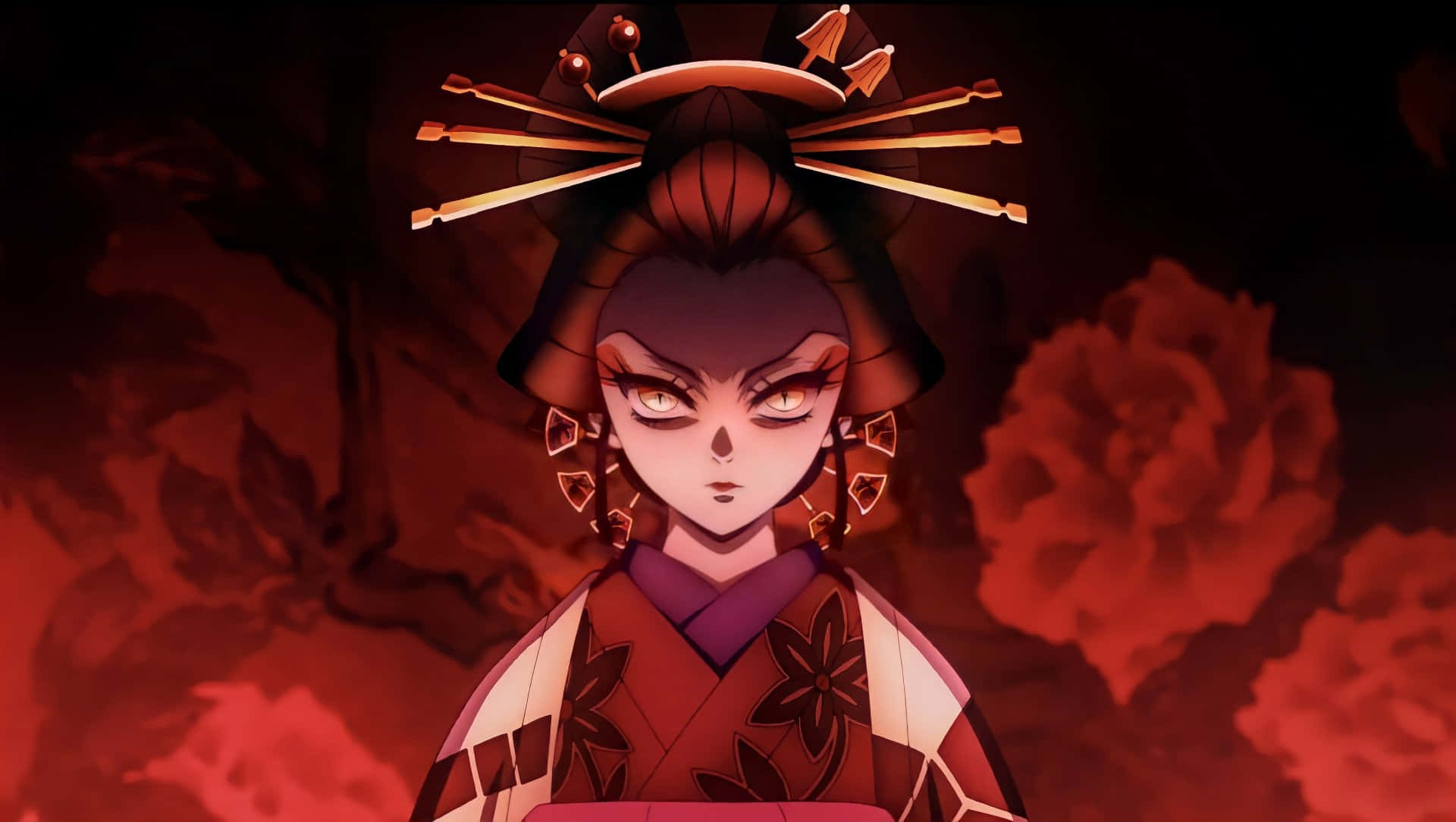 Daki, Demon Slayer, glowing eyes, Full HD Desktop Wallpaper
