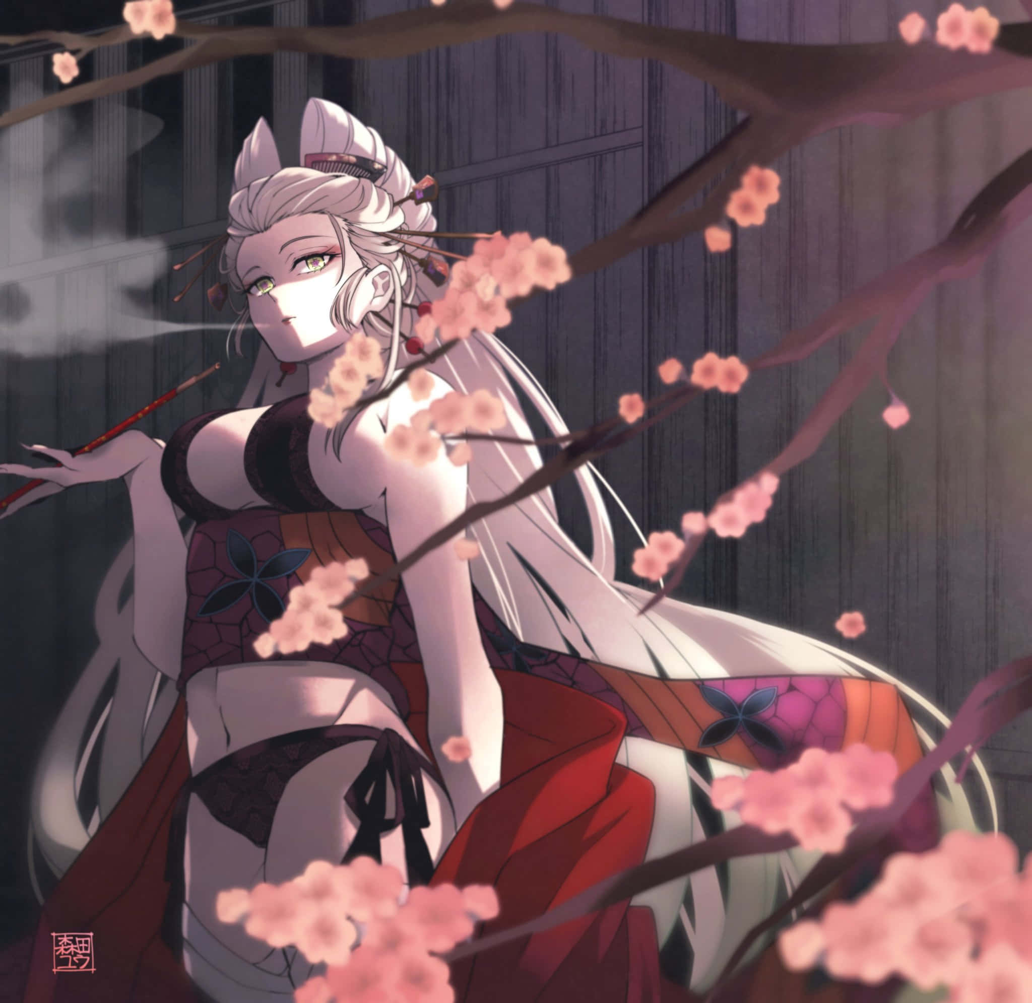 Daki, Demon Slayer, kagaya ubuyashiki, Full HD Desktop Wallpaper