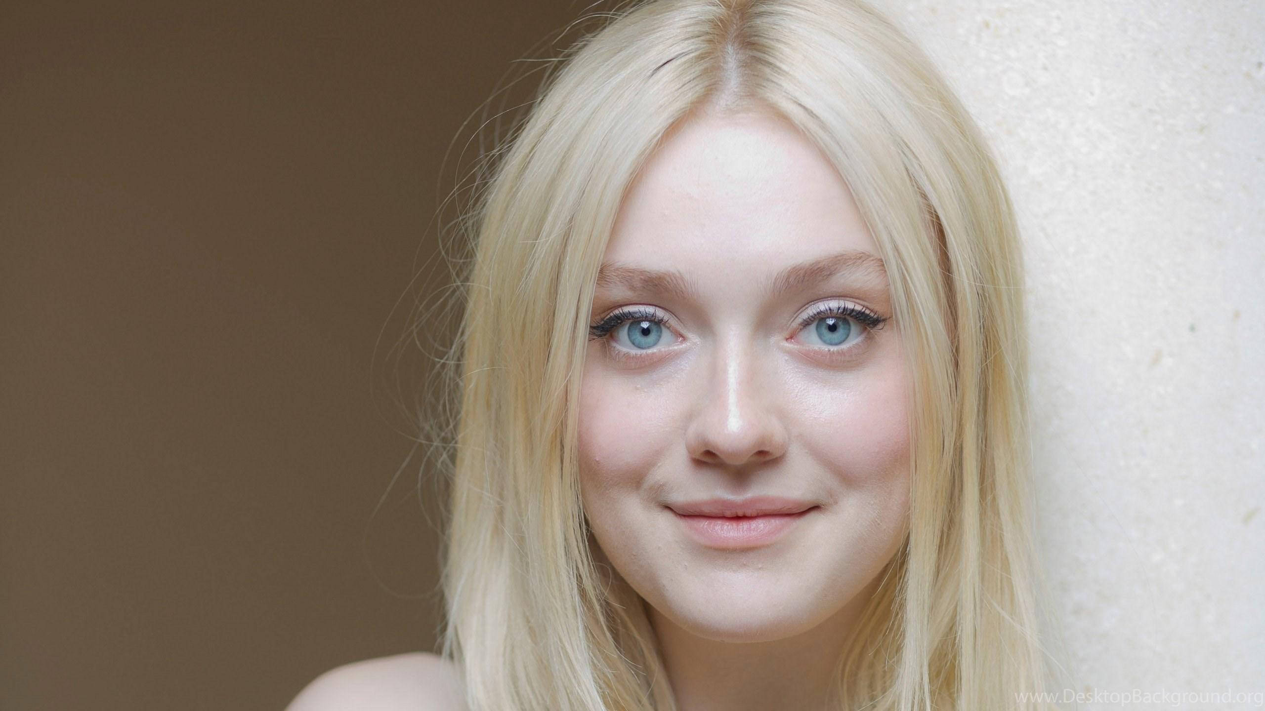 Dakota Fanning, blue eyes, blonde hair, 2K Desktop Wallpaper