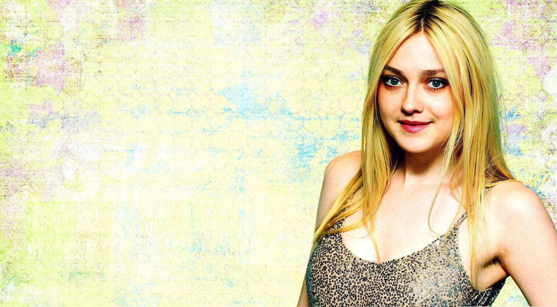 Dakota Fanning, sequin top, blonde hair, HD Desktop Wallpaper