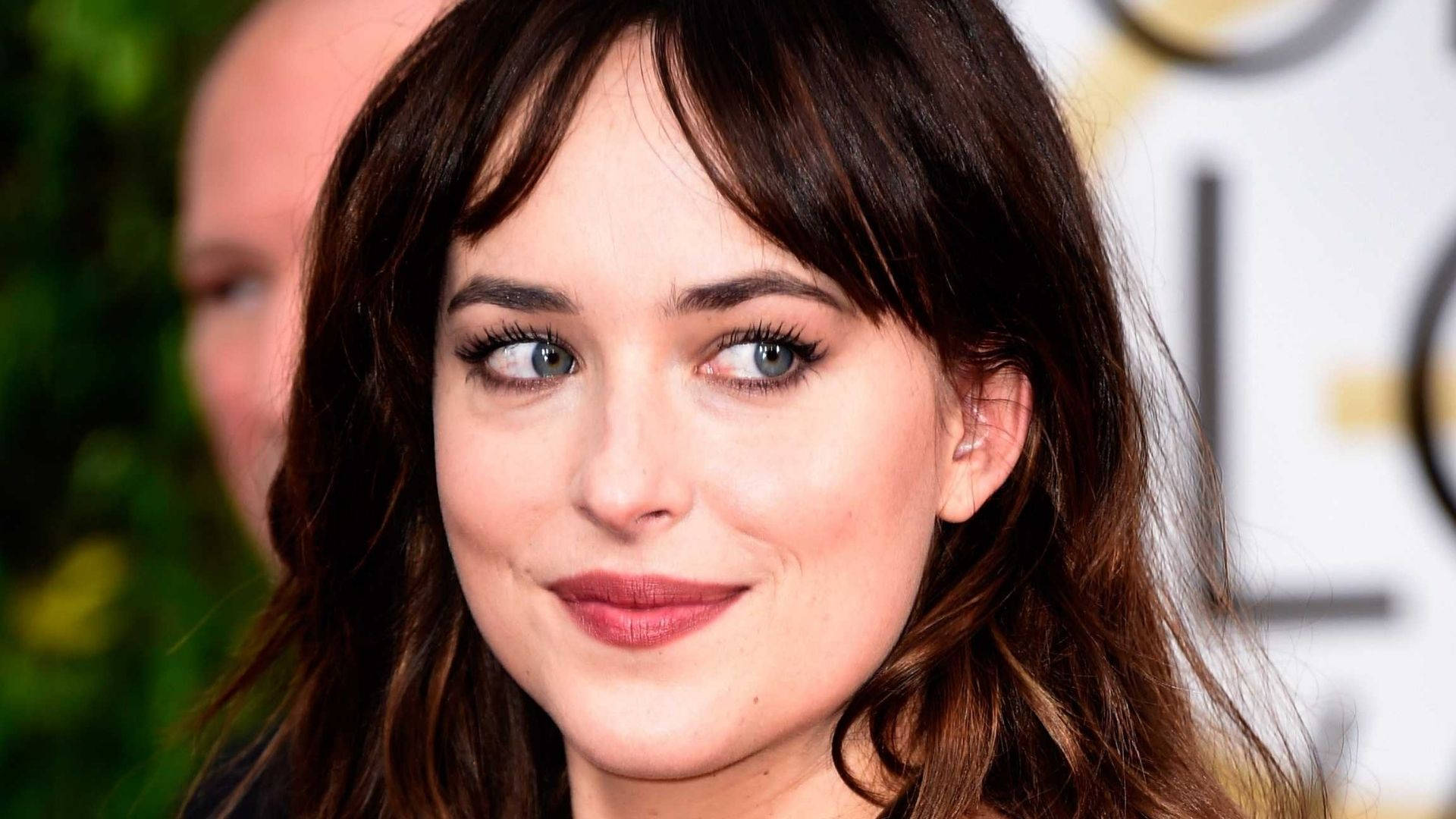 Dakota Johnson, brown hair, blue eyes, Full HD Desktop Wallpaper