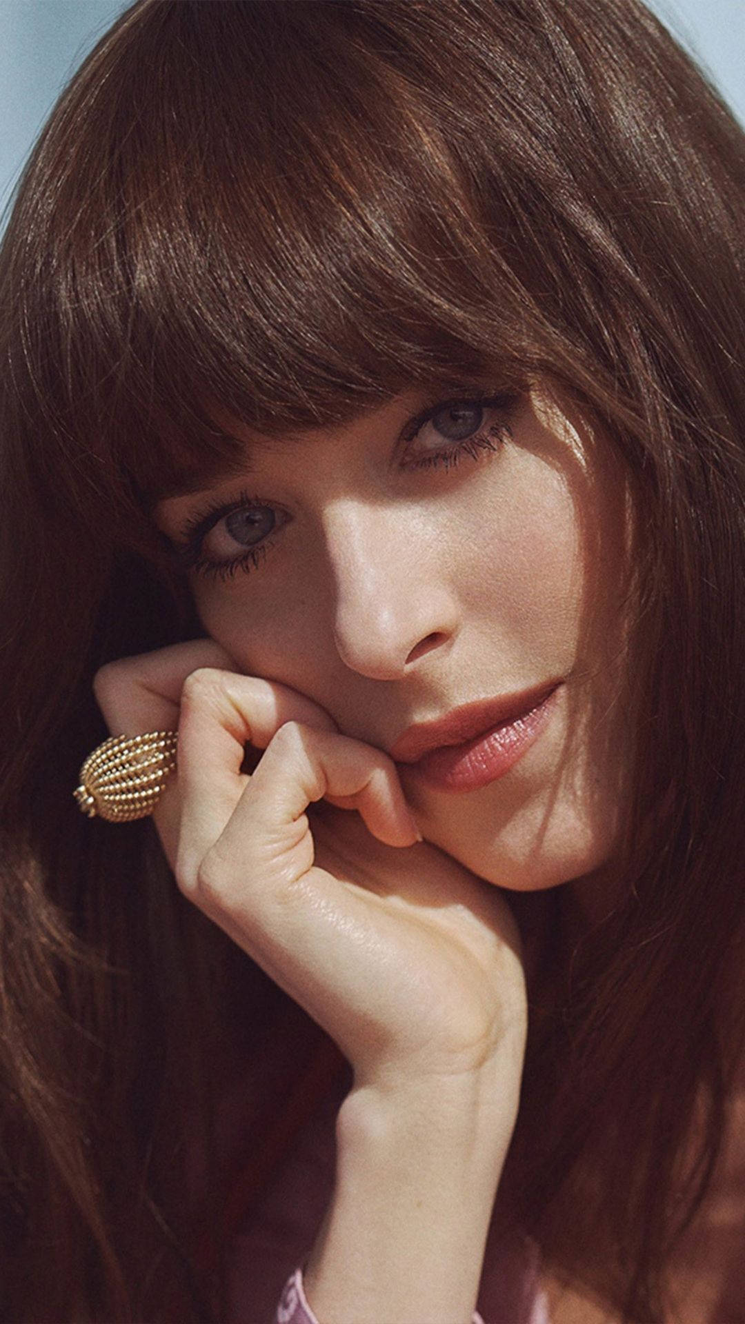 Dakota Johnson, brown hair, blue eyes, Full HD Phone Wallpaper