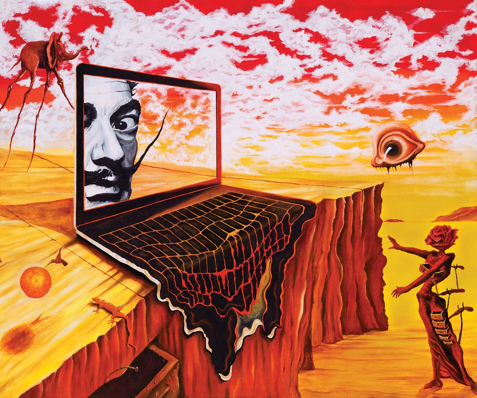 Dali, laptop, cliff, HD Desktop Wallpaper