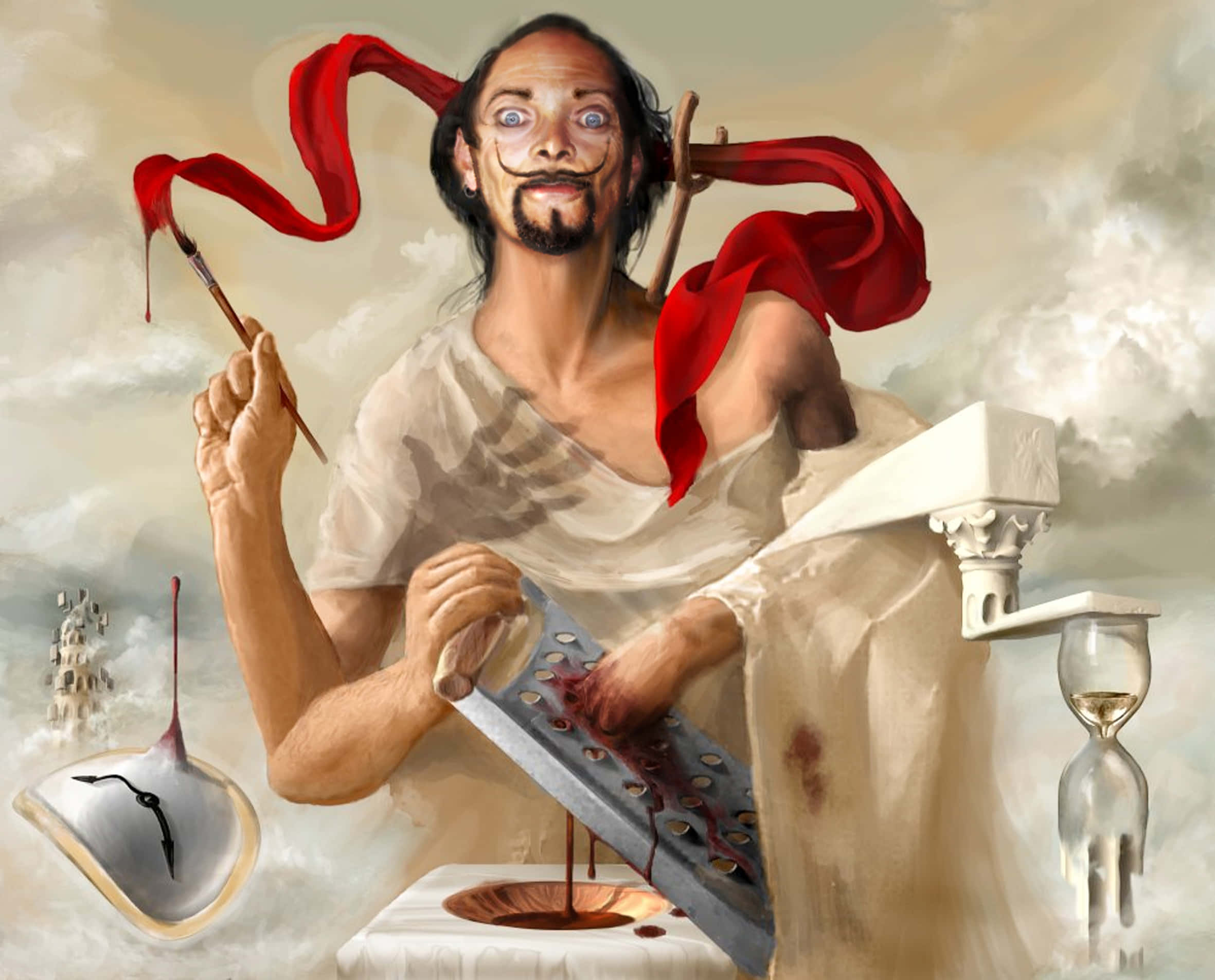Dali, surreal painter, mustache, Full HD Desktop Wallpaper