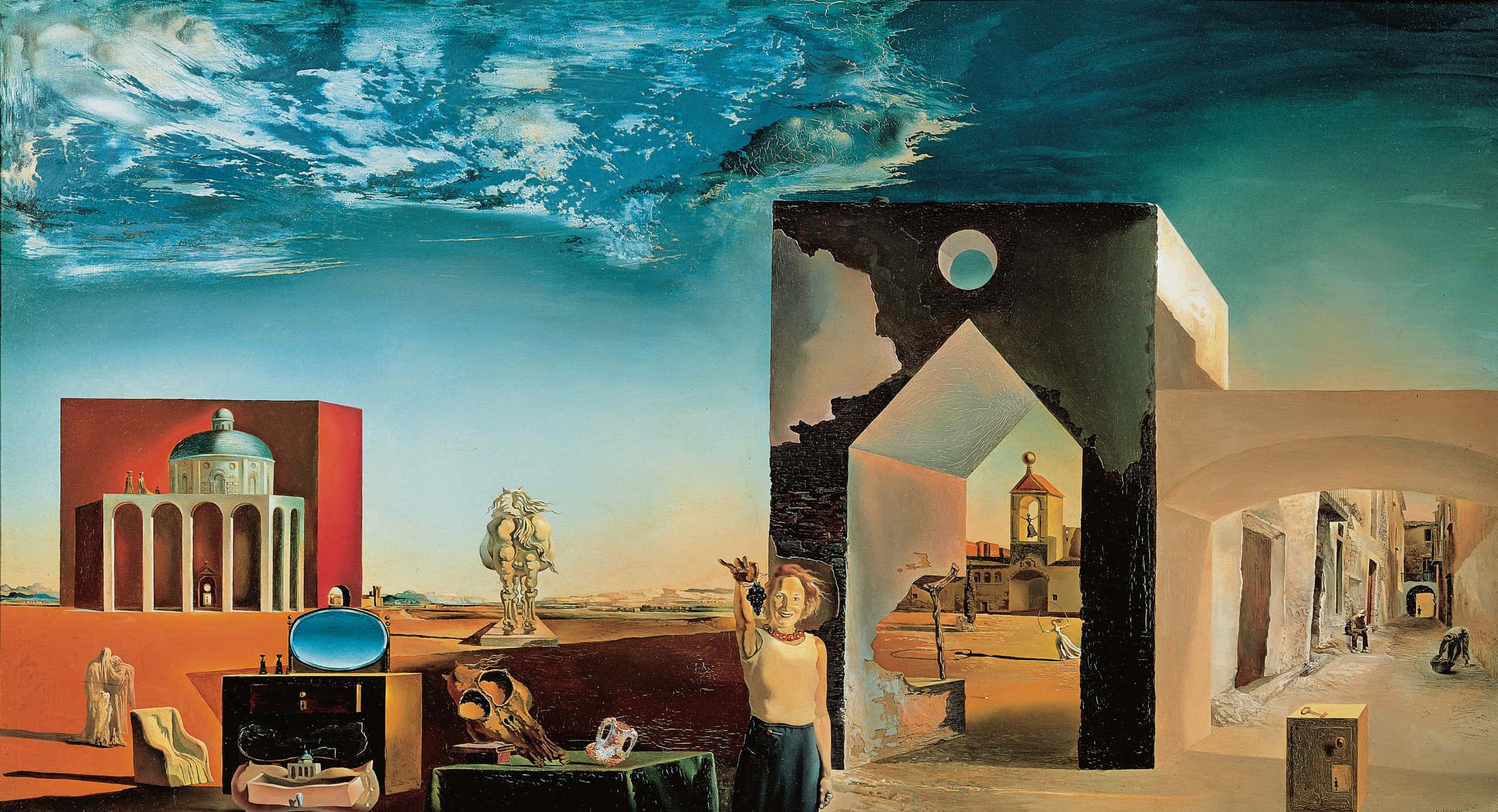 Dali, surreal landscape, floating architecture, 2K Desktop Wallpaper