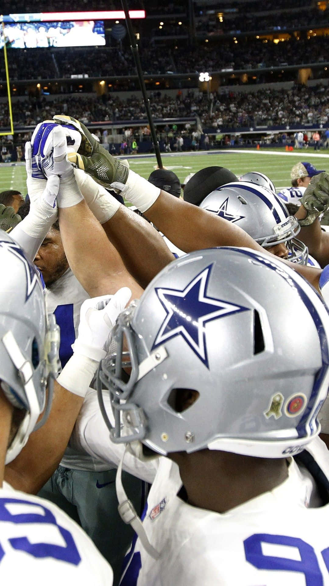 Dallas Cowboys, silver helmets, white jerseys, Full HD Phone Wallpaper