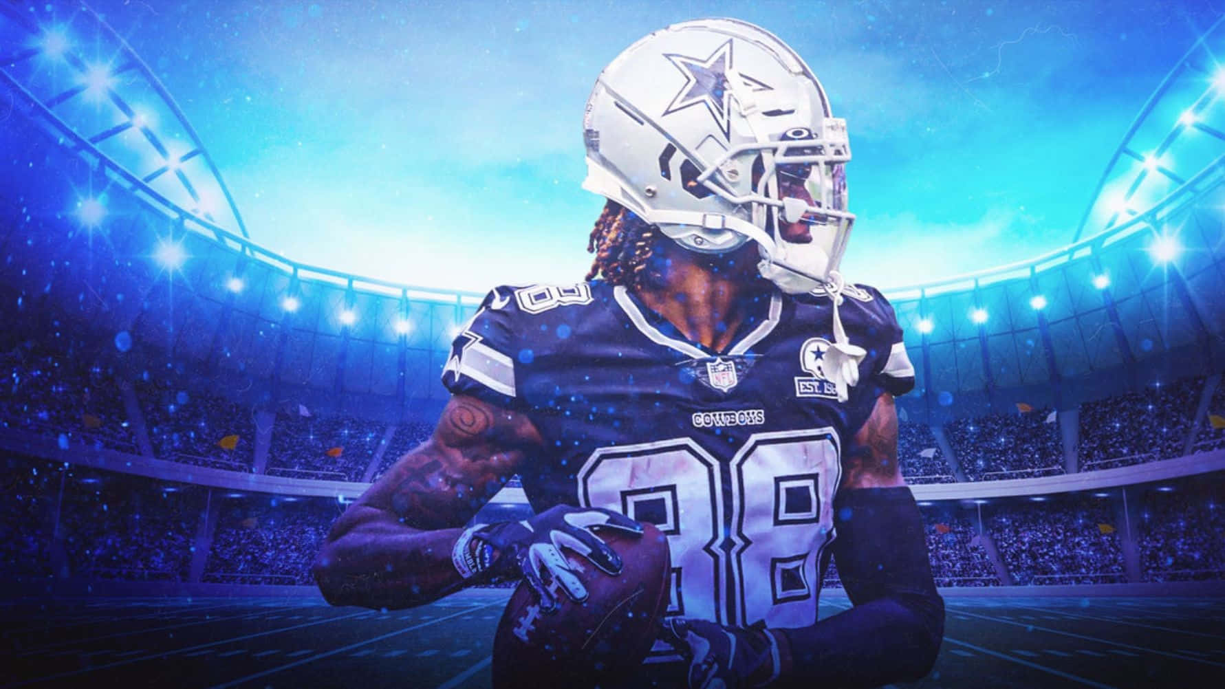 Dallas Cowboys, blue stadium, bright lights, HD Desktop Wallpaper