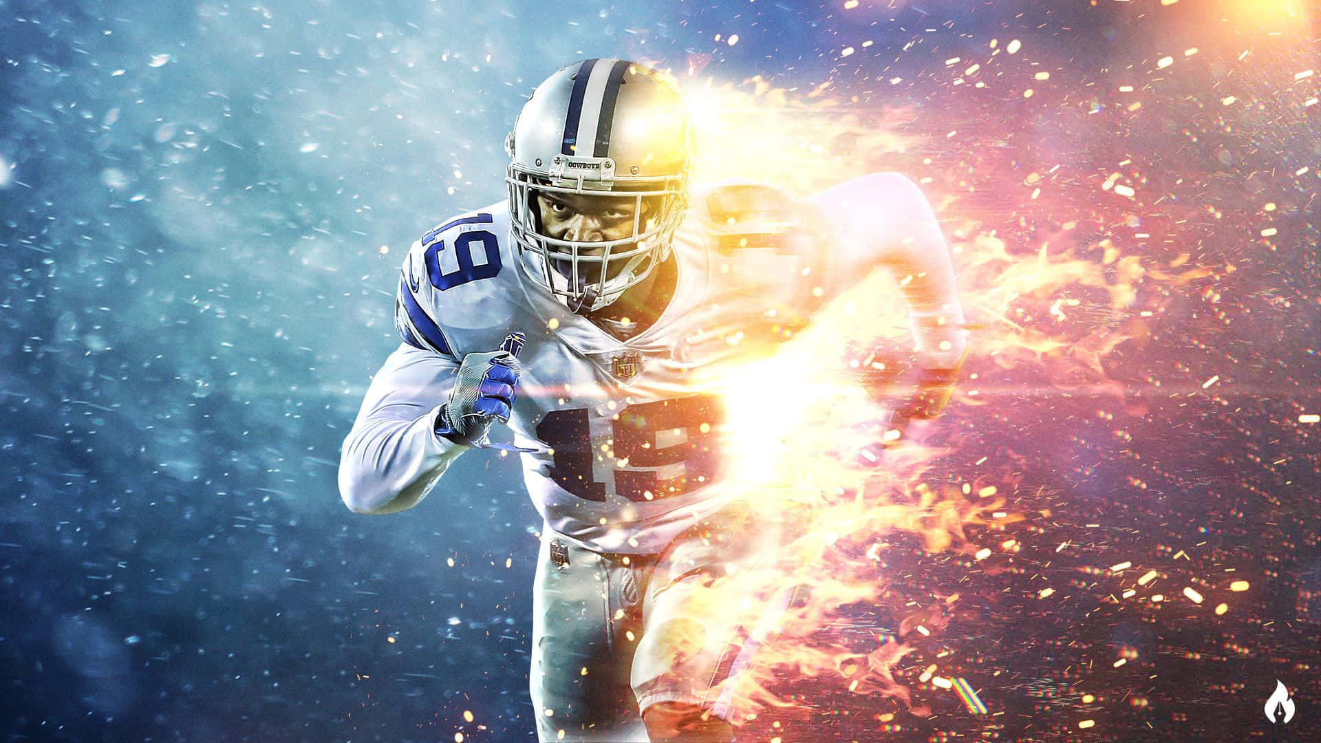 Dallas Cowboys Players, white uniform, cosmic blue, Full HD Desktop Wallpaper