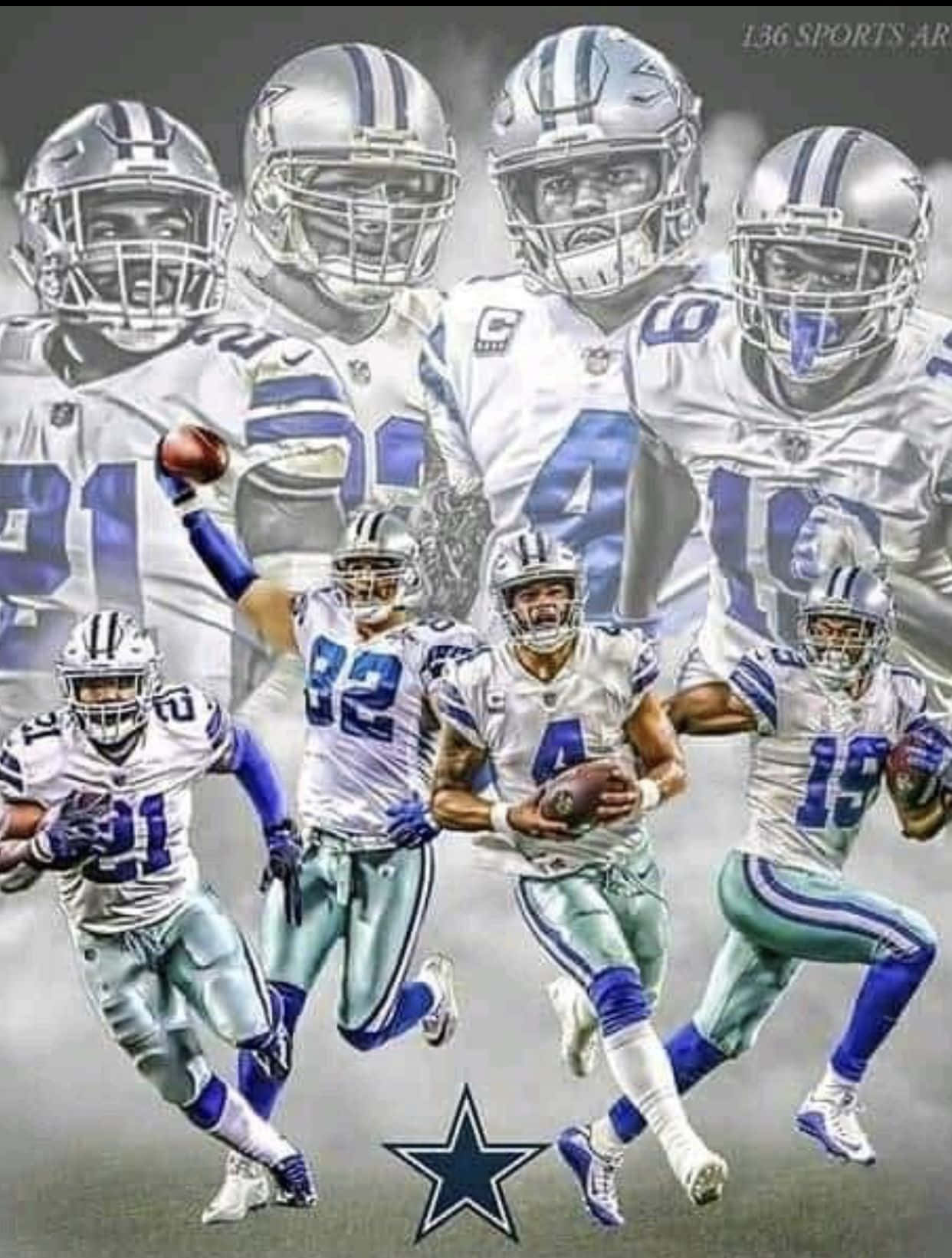 Dallas Cowboys Players, smoky gray background, helmets, HD Phone Wallpaper