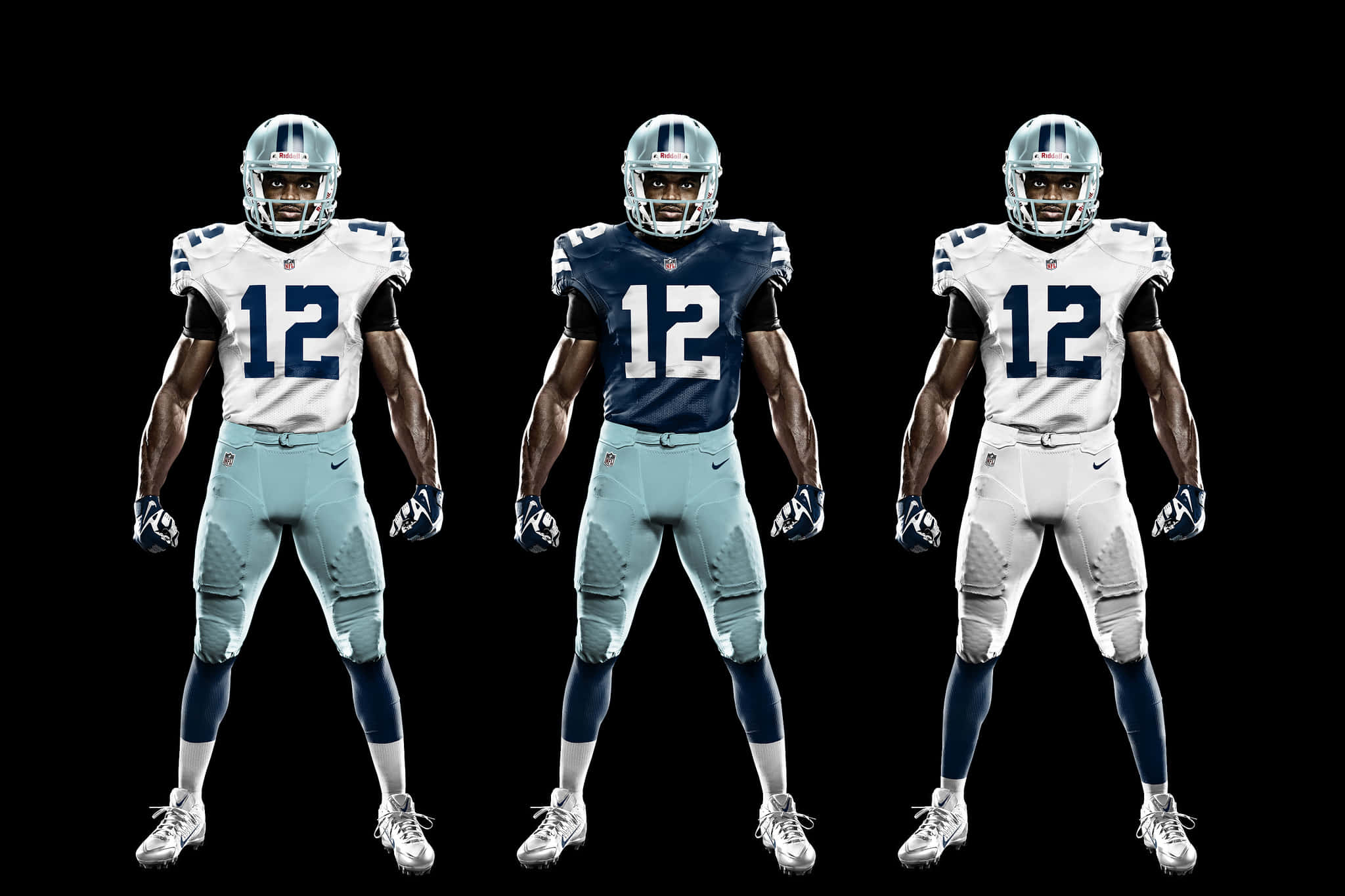 Dallas Cowboys, team colors, jersey number 12, Full HD Desktop Wallpaper