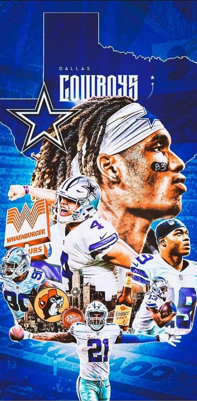 Dallas Cowboys, football players, blue background, HD Phone Wallpaper