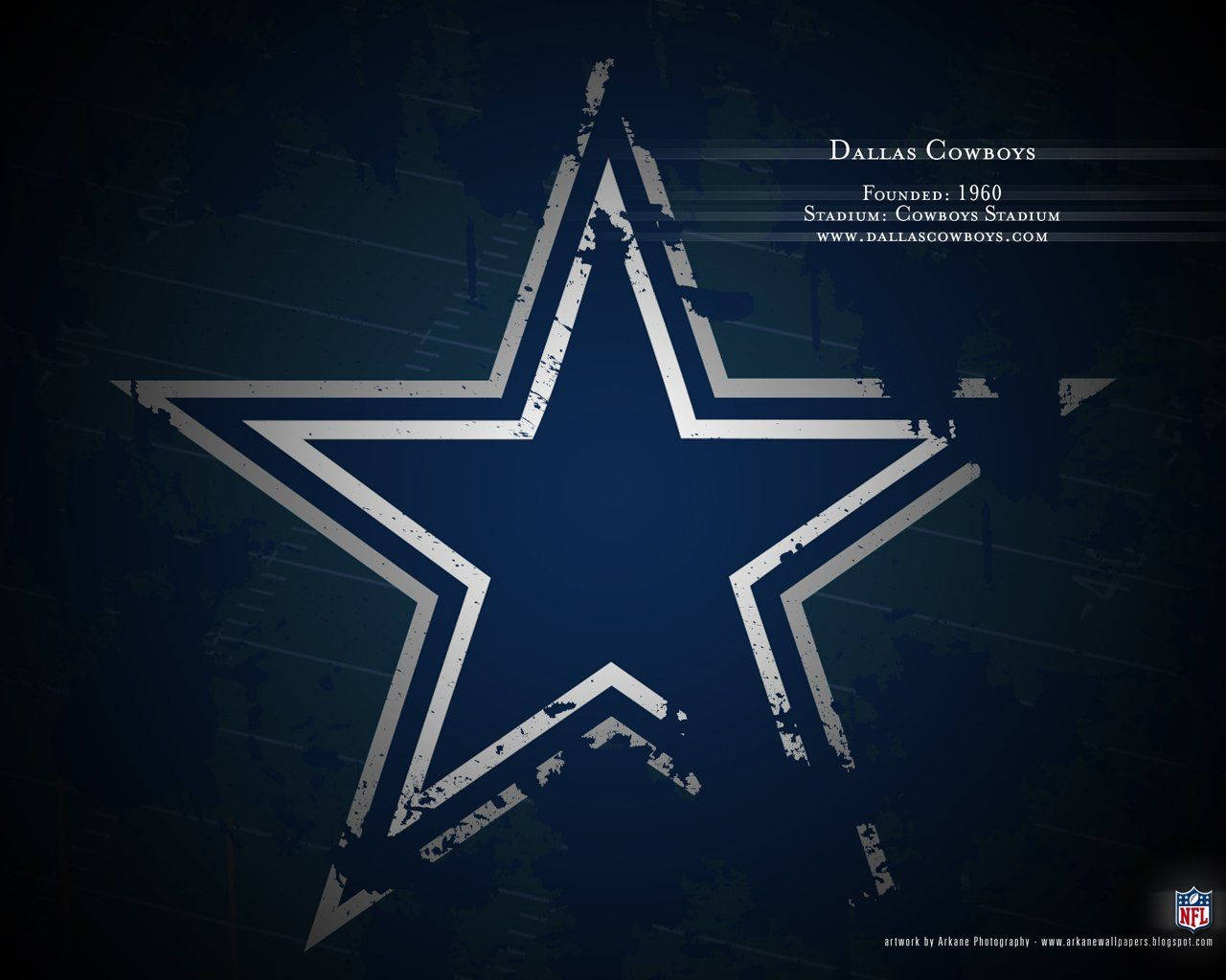 Dallas Cowboys, white star logo, dark blue football field, HD Desktop Wallpaper