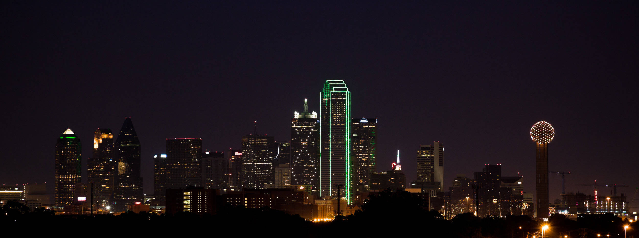 Dallas Skyline, night, illuminated skyscrapers, Full HD Desktop Wallpaper