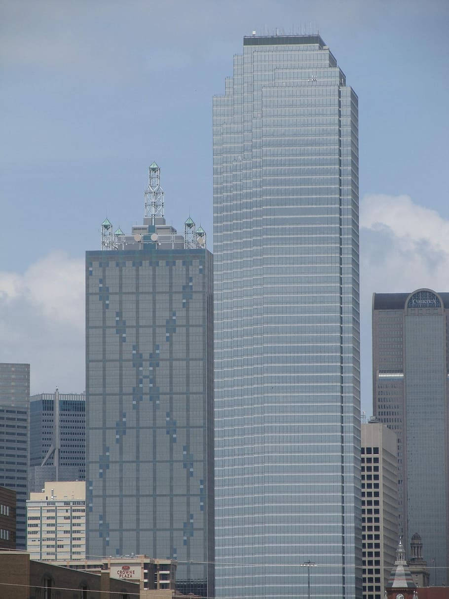 Dallas Skyline, dusk, glass skyscrapers, SD Phone Wallpaper