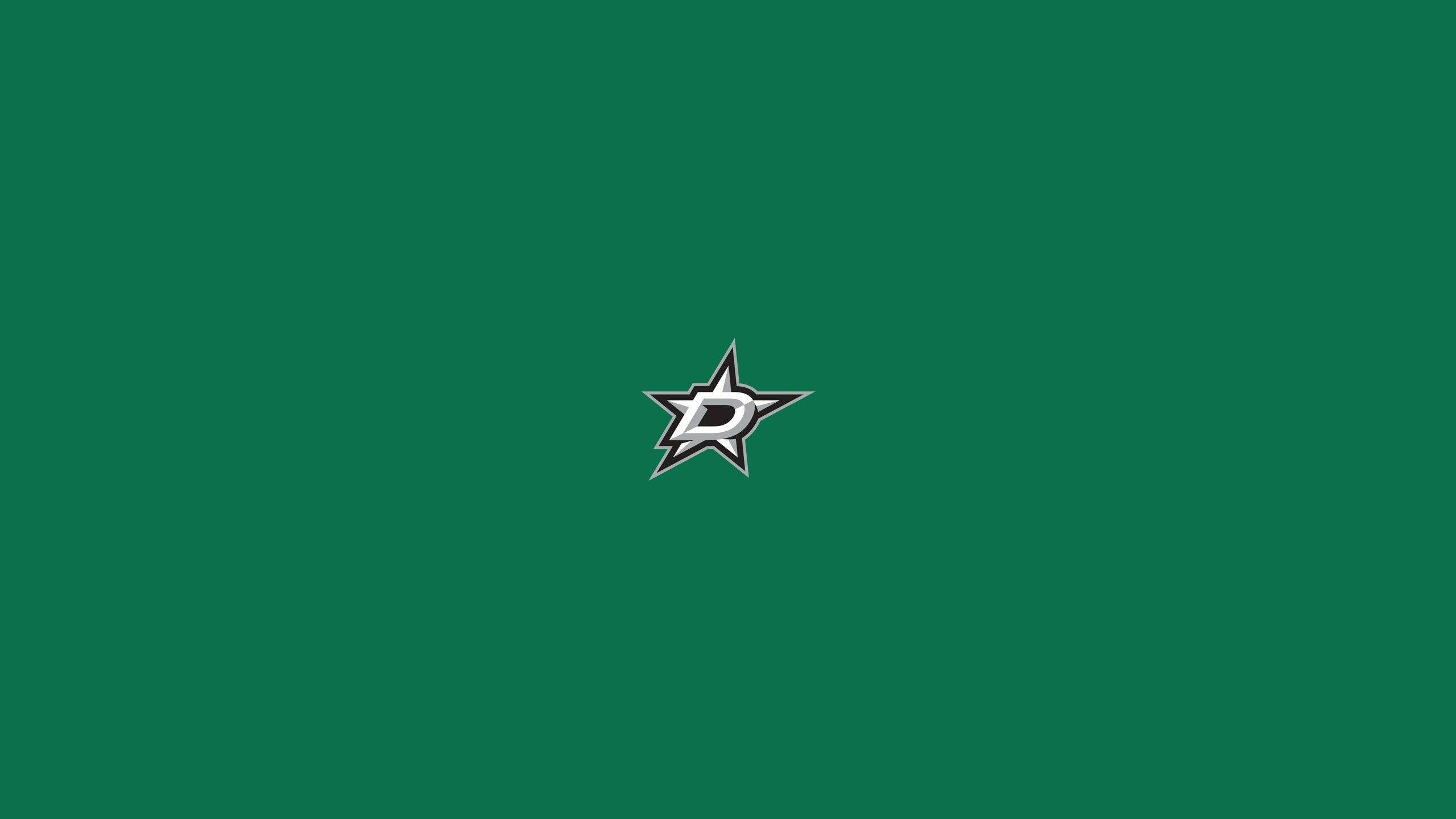 Dallas Stars, small white logo, solid green background, 2K Desktop Wallpaper