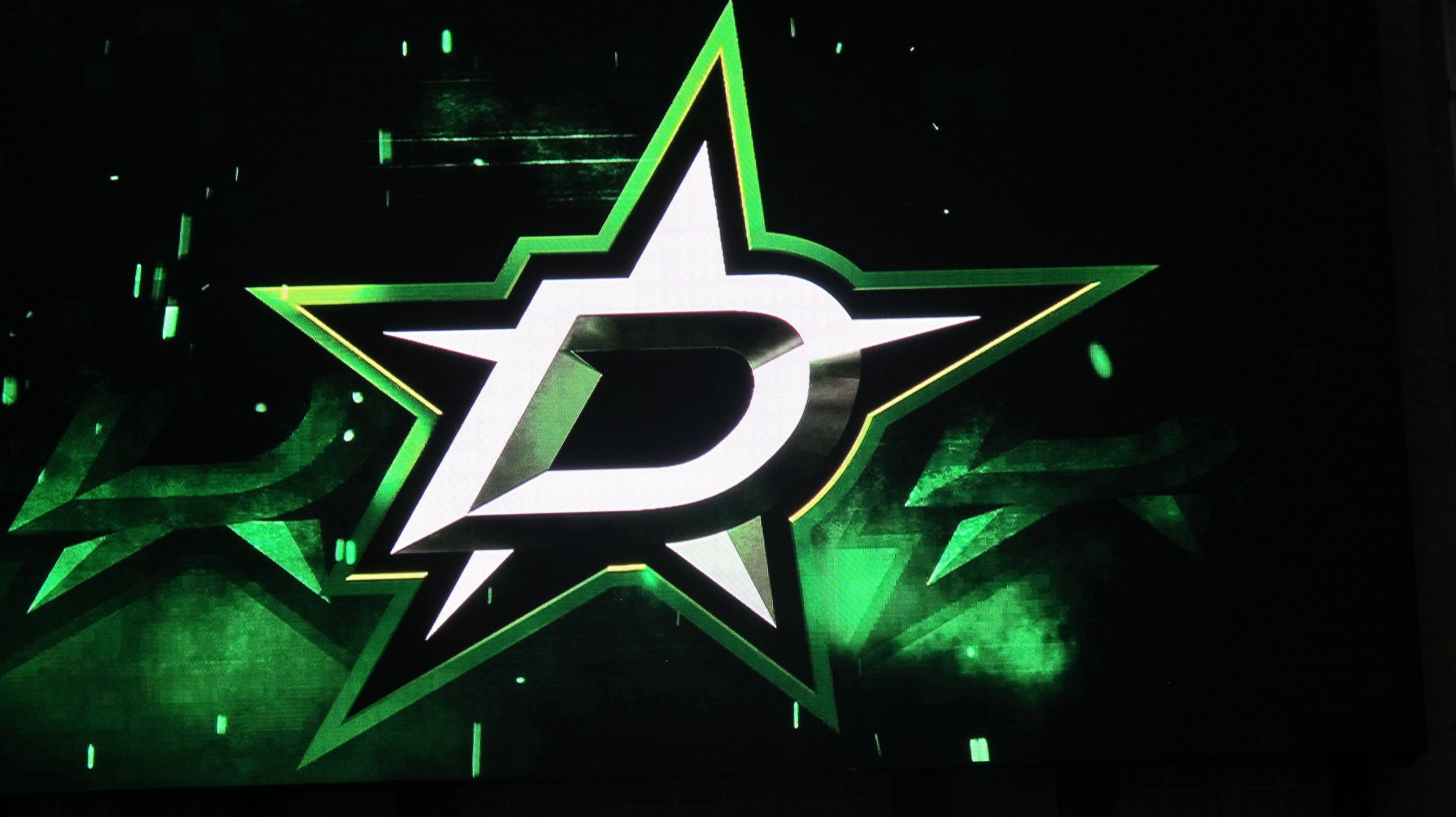 Dallas Stars, silver metal logo, green, 2K Desktop Wallpaper