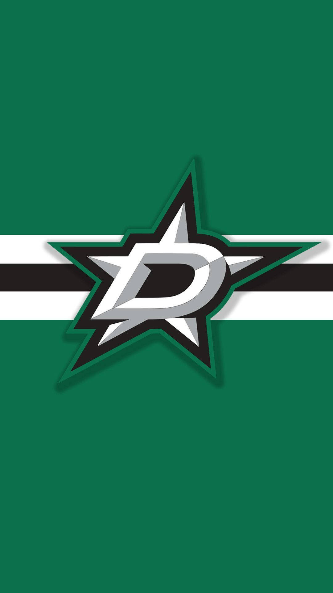 Dallas Stars, green background, black and white stripes, Full HD Phone Wallpaper
