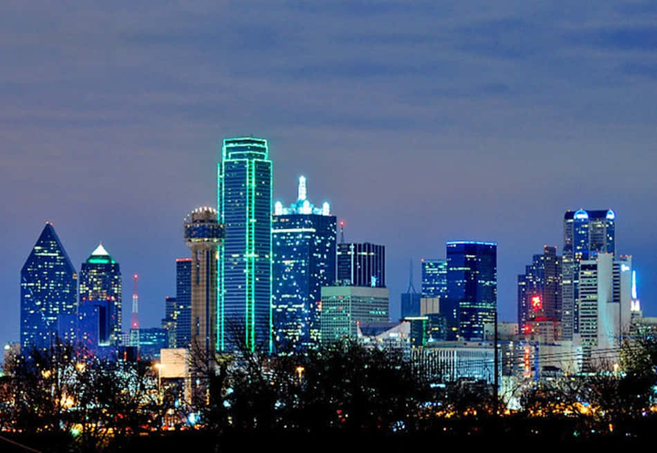 Dallas, skyline, dusk, SD Desktop Wallpaper