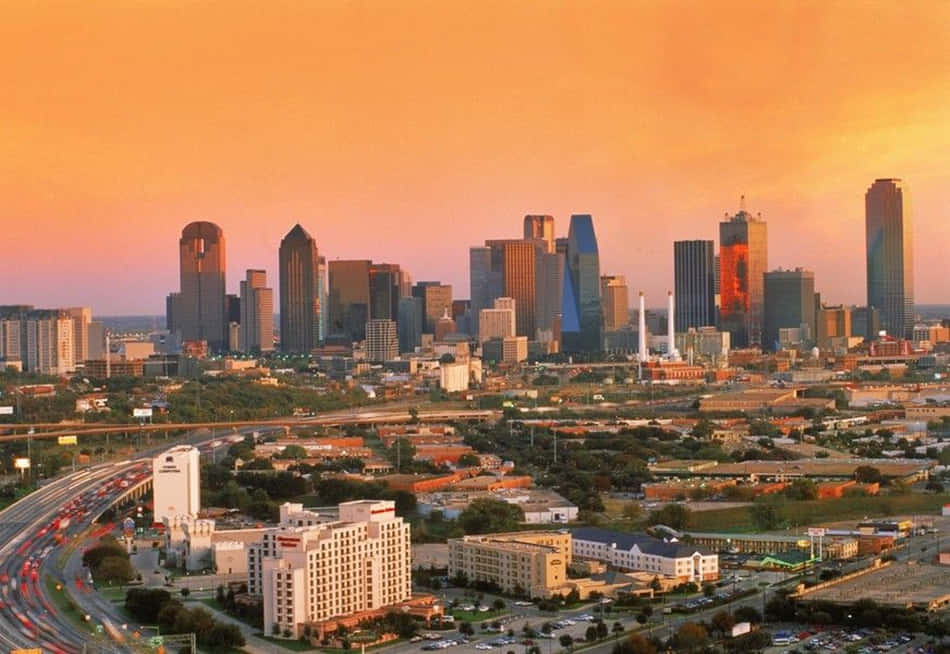 Dallas, skyline, sunset, SD Desktop Wallpaper