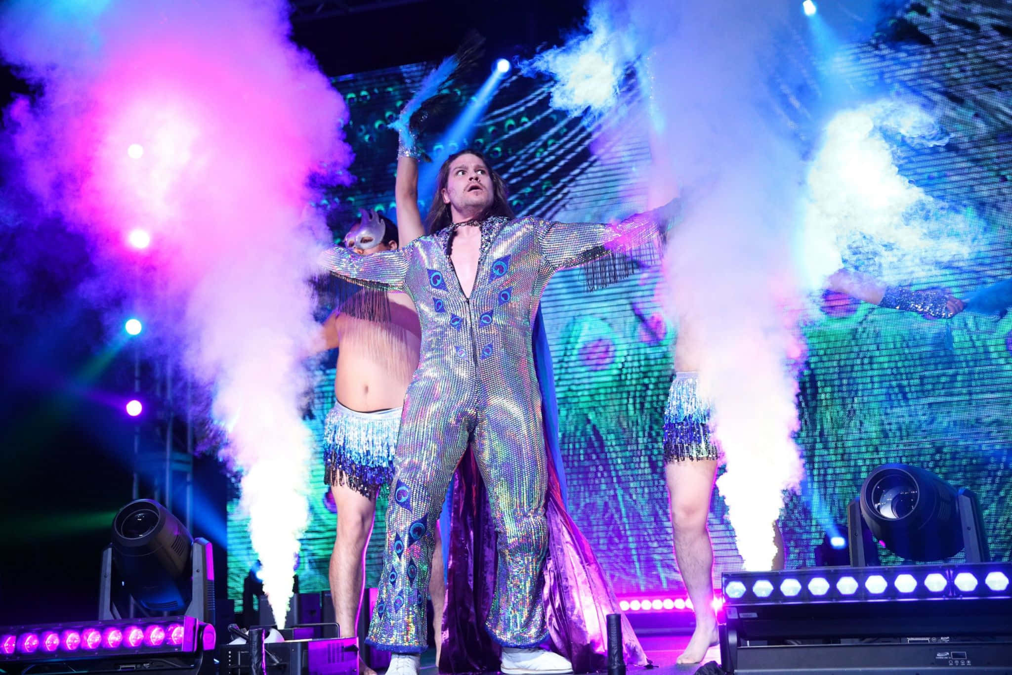 Dalton Castle, American ROH Professional Wrestler, glittering silver jumpsuit, Full HD Desktop Wallpaper