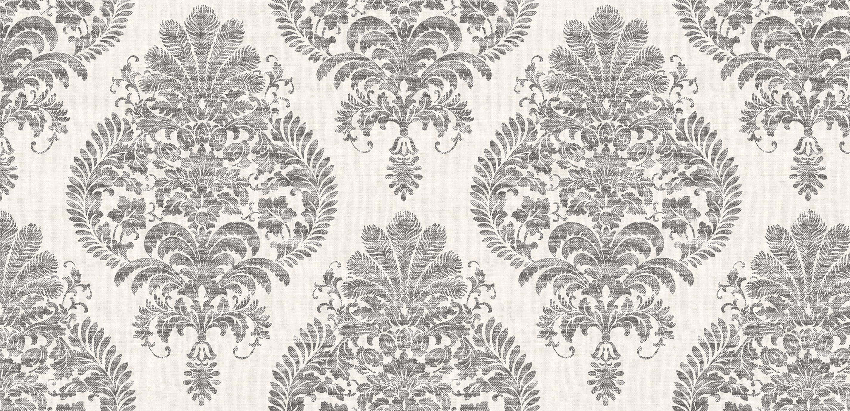 elegant gray damask pattern, soft cream background, classic ornate design, 2K Desktop Wallpaper