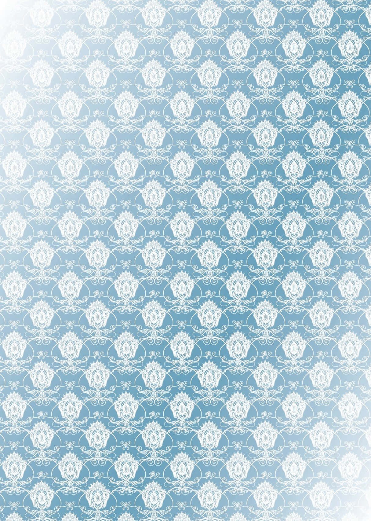 elegant blue damask pattern, white damask pattern, soft blue gradient background, HD Phone Wallpaper
